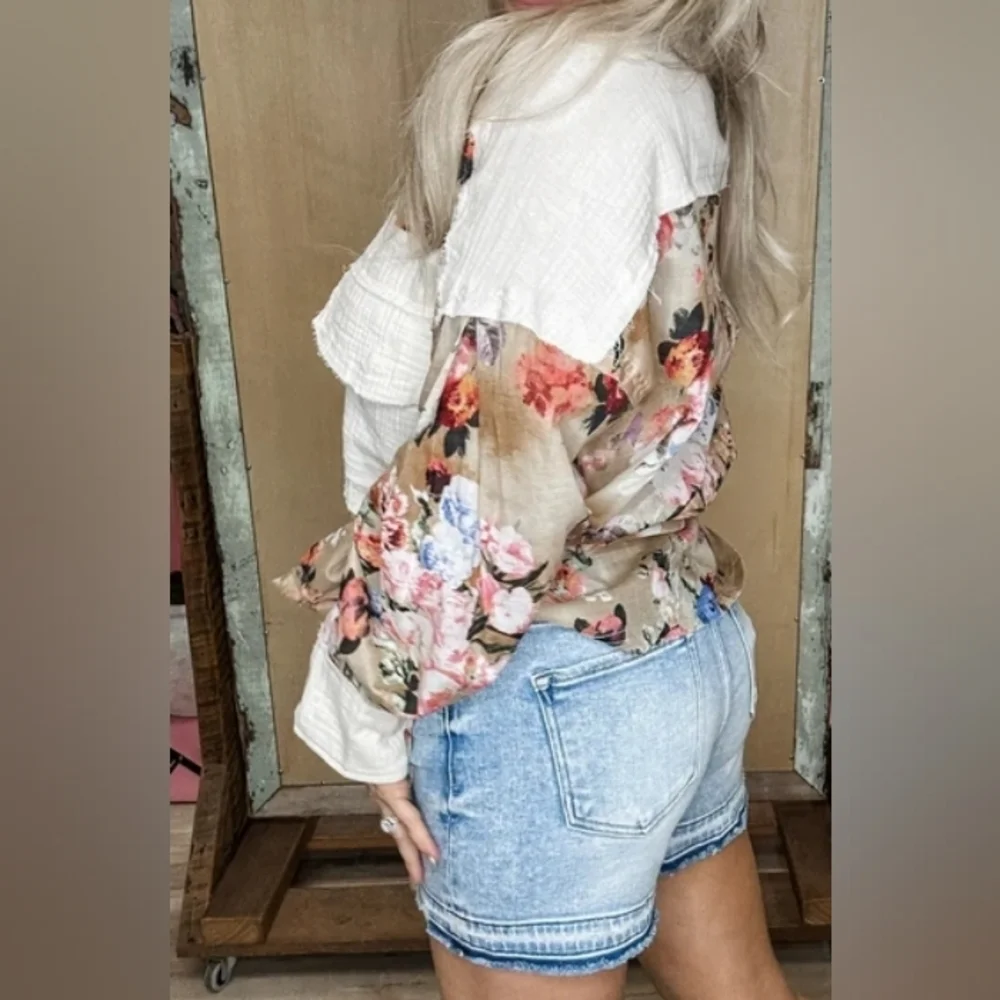 P.o.l Exposed Pockets Floral Shirt In Size Large. - Picture 12 of 13